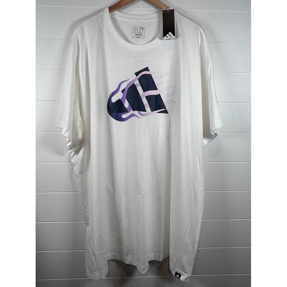 Adidas Men's 4XL White M Flame Tee T-Shirt Multi Sport‎ Regular Fit